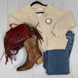 Beige Soft Knitted Pullover Top - Sweater DOE & RAE