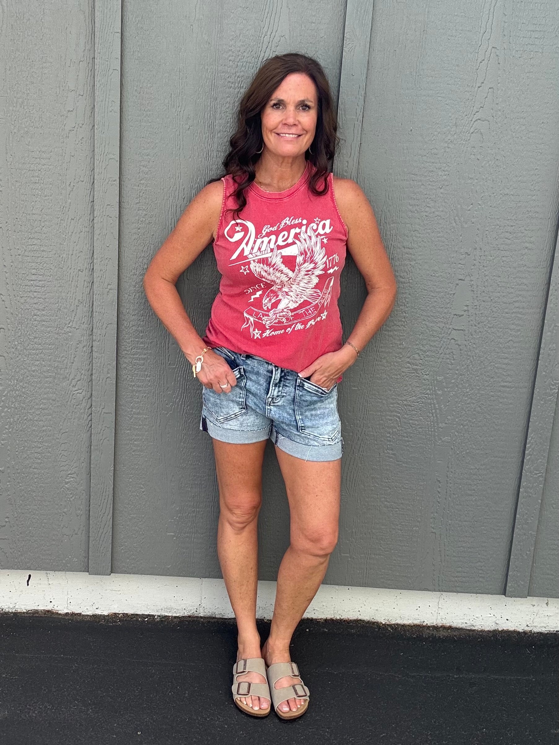 Red God Bless America Tank Top Tops- Tanks HRT and LUV