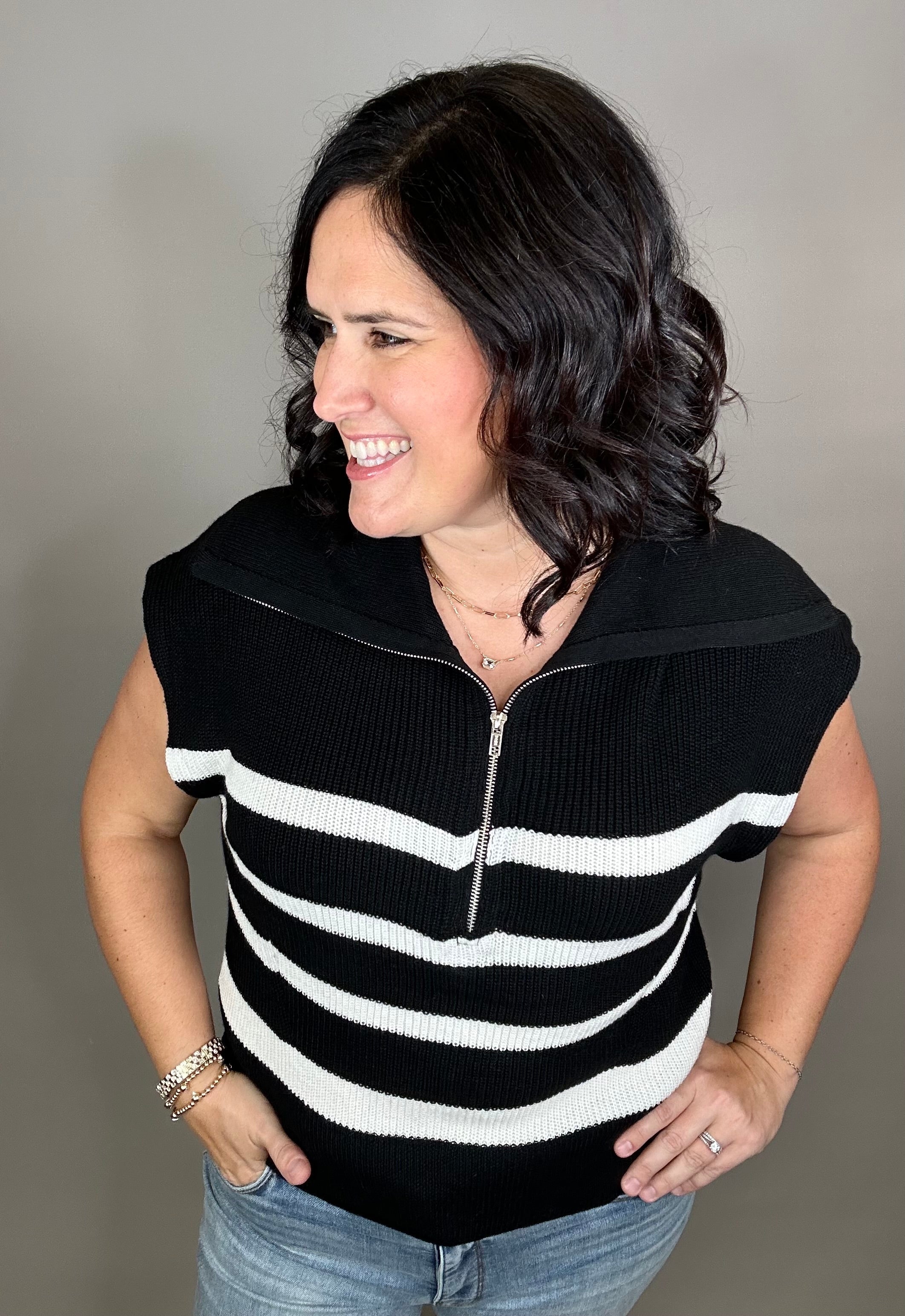 Noir Blanc Stella Sweater Top - Sweater THREAD & SUPPLY