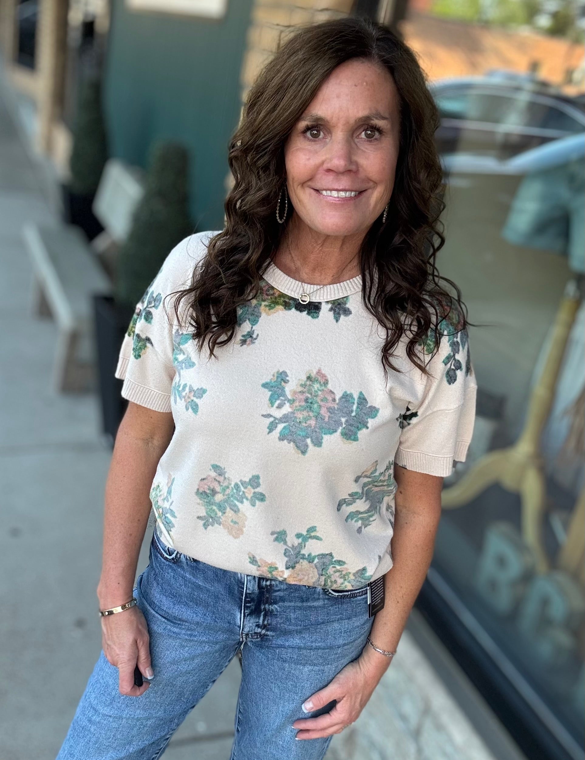 Beige Mutli Short Sleeve Sweater Top - Sweater FATE by LFD