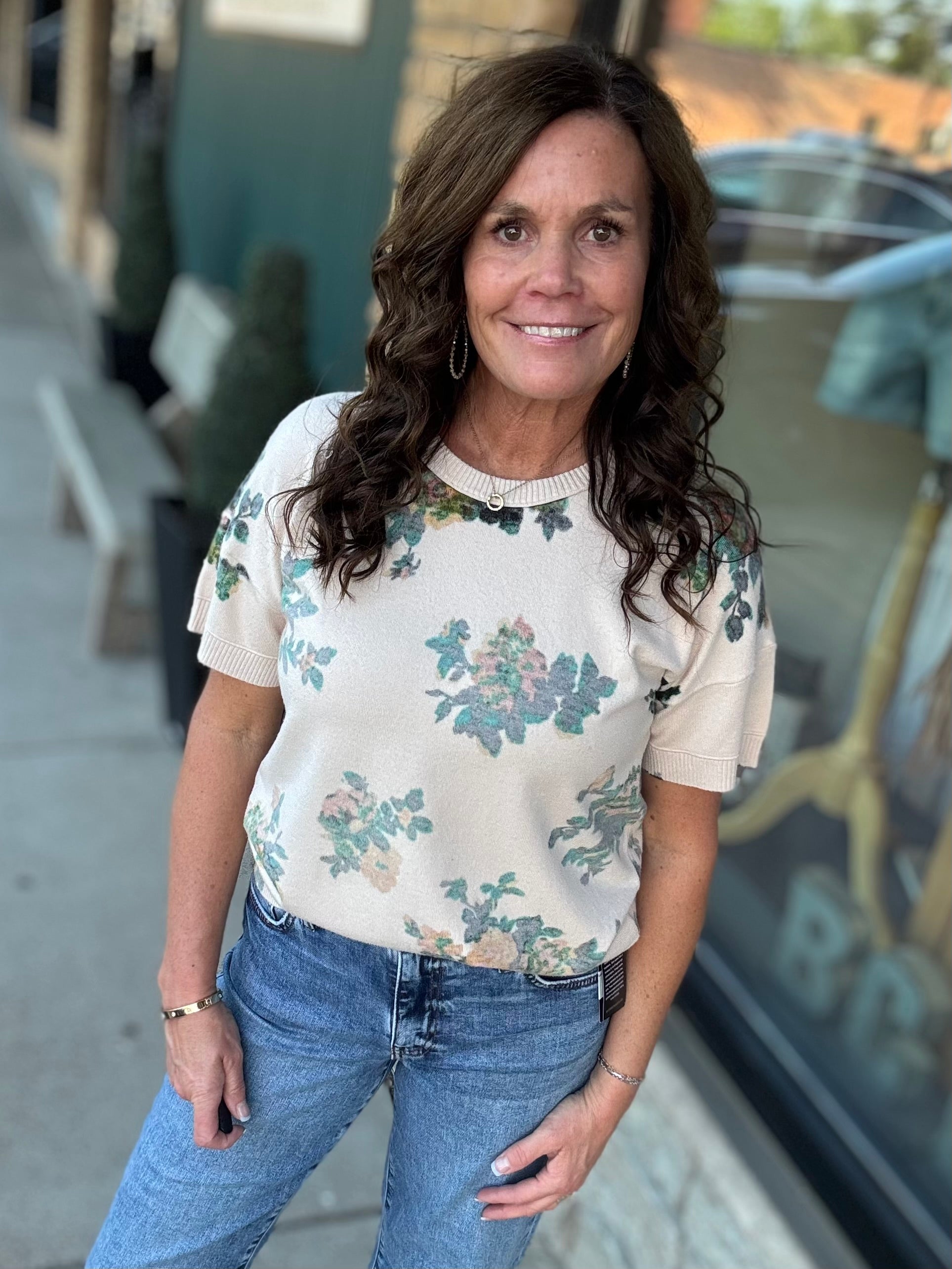 Beige Mutli Short Sleeve Sweater Top - Sweater FATE by LFD