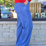 Dark Blue Wide Leg Pants Bottoms - Pants MICA DENIM