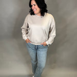 Stone Side Button Sweatshirt Top- Sweatshirts WISHLIST