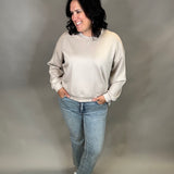 Stone Side Button Sweatshirt Top- Sweatshirts WISHLIST