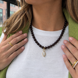 8mm Garnet Natural Stone Necklace Jewelry- Necklace Brenda Grands Jewelry