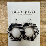 Open Black Striped Hexagon Jewelry - Earrings St. Peter Hardware