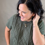 Olive Cable Knit Sweater Top Top - Sweater WISHLIST