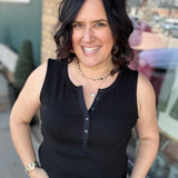 Black Denning Henley Tank