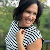 Ivory and Black Cloudy Knit Stripe Sleeveless Top