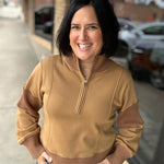 Sepia Half Zip-Up Brushed Terry Top Top - Sweatshirt HEM & THREAD