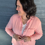Peach Sorbet Celia Top Tops - Button Ups DEAR SCARLETT