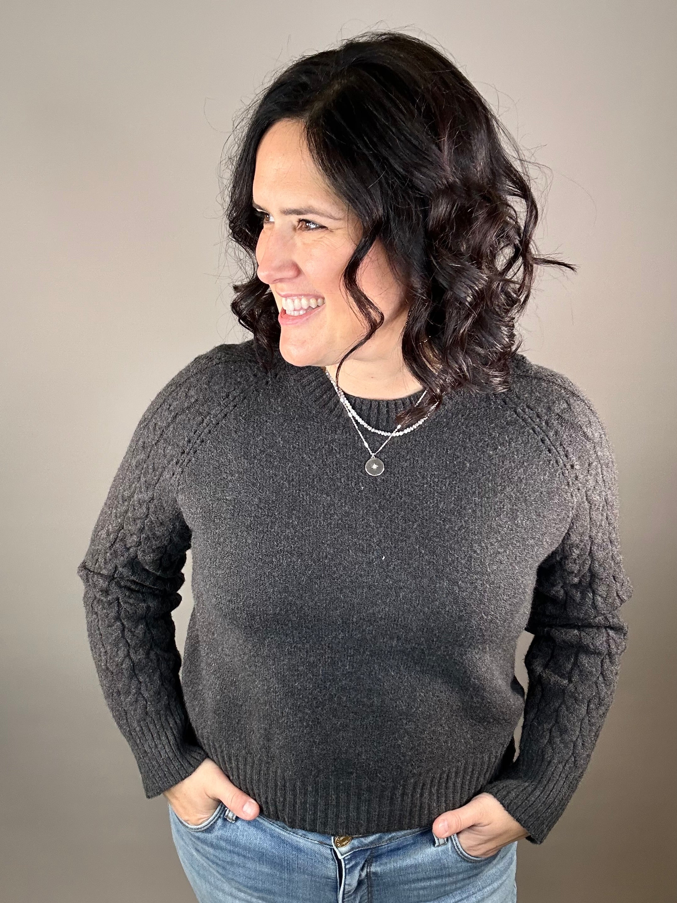 Charcoal Zoey Sweater Top - Sweater WEEKEND LA