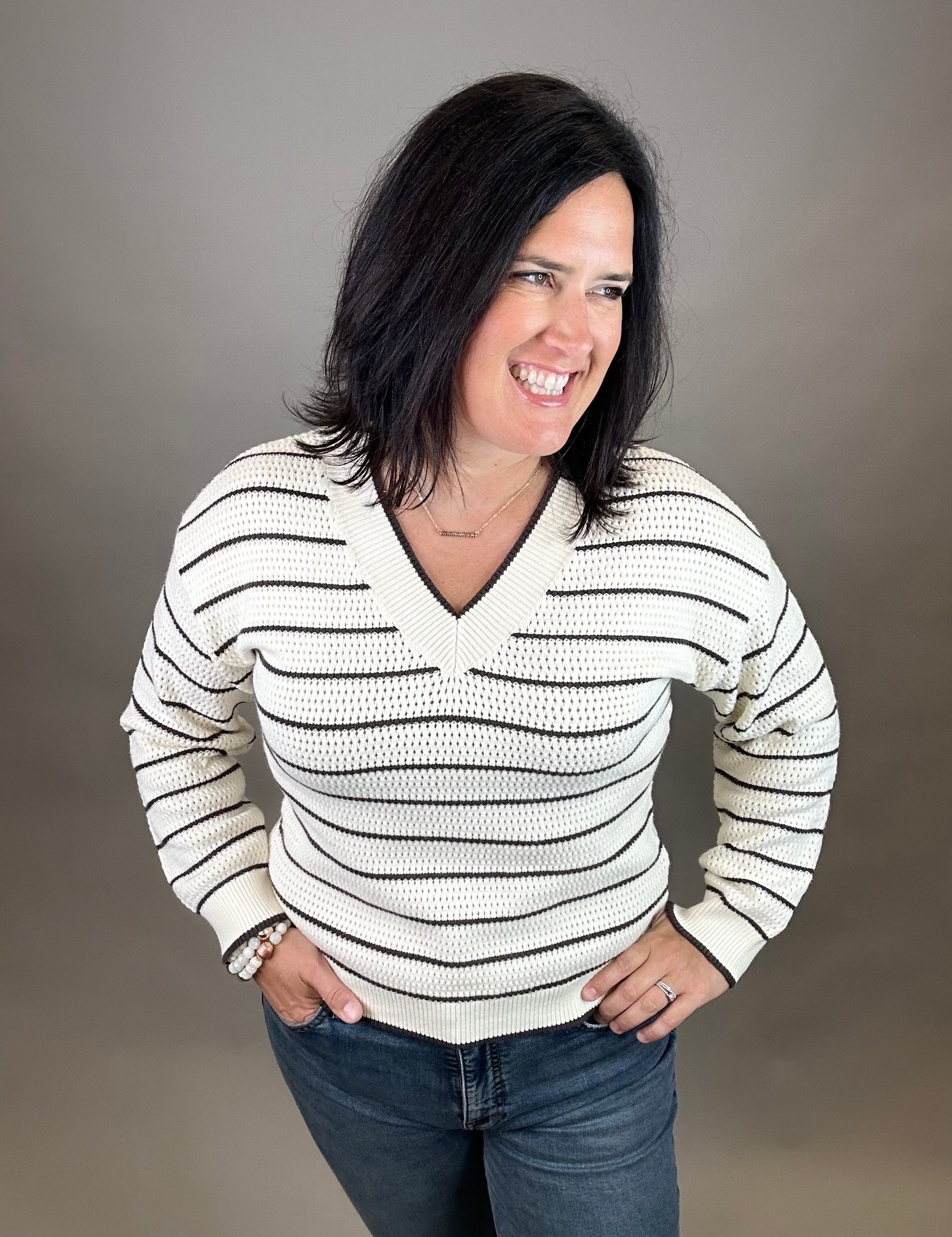 Ivory Brown Ira Sweater Top - Sweater THREAD & SUPPLY