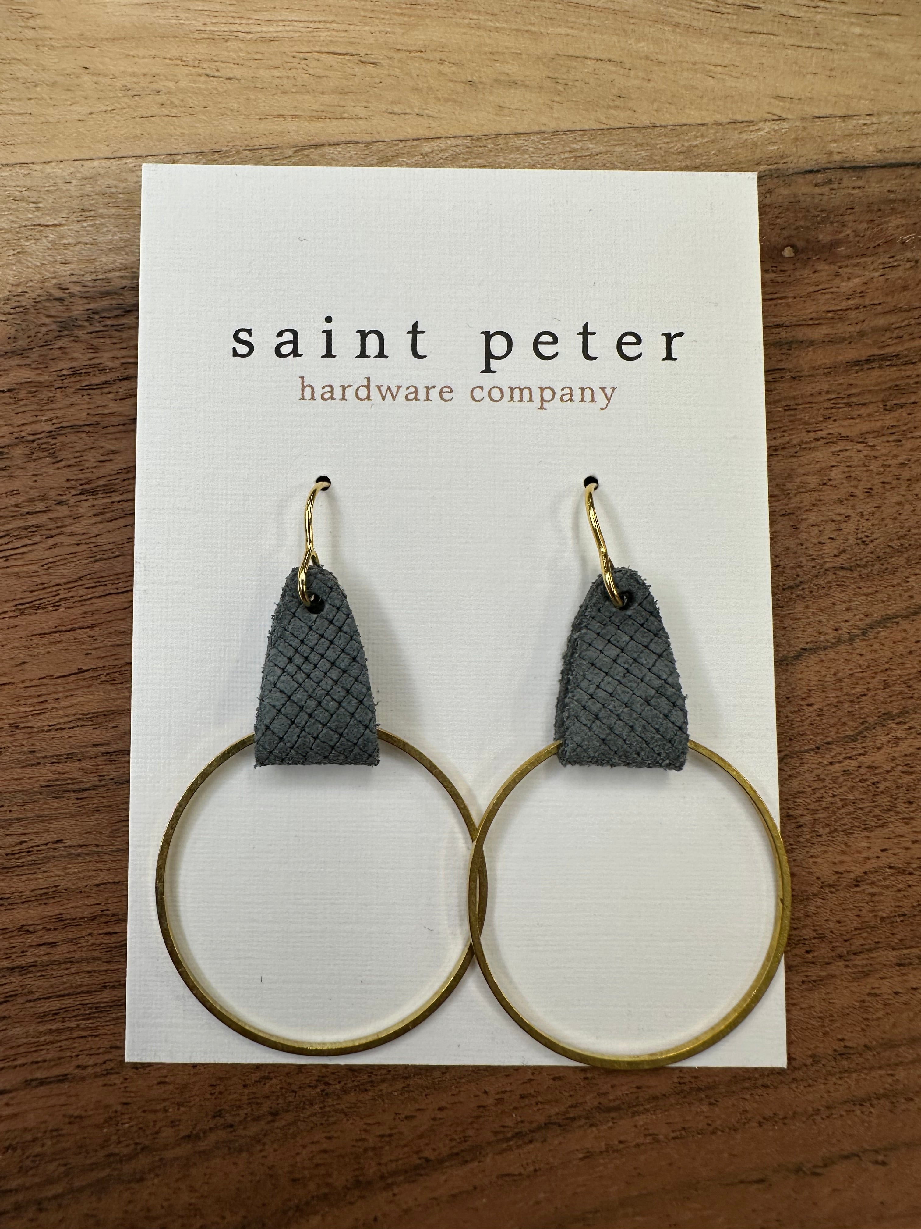 Slate Gold Circle Earrings Jewelry - Earrings St. Peter Hardware