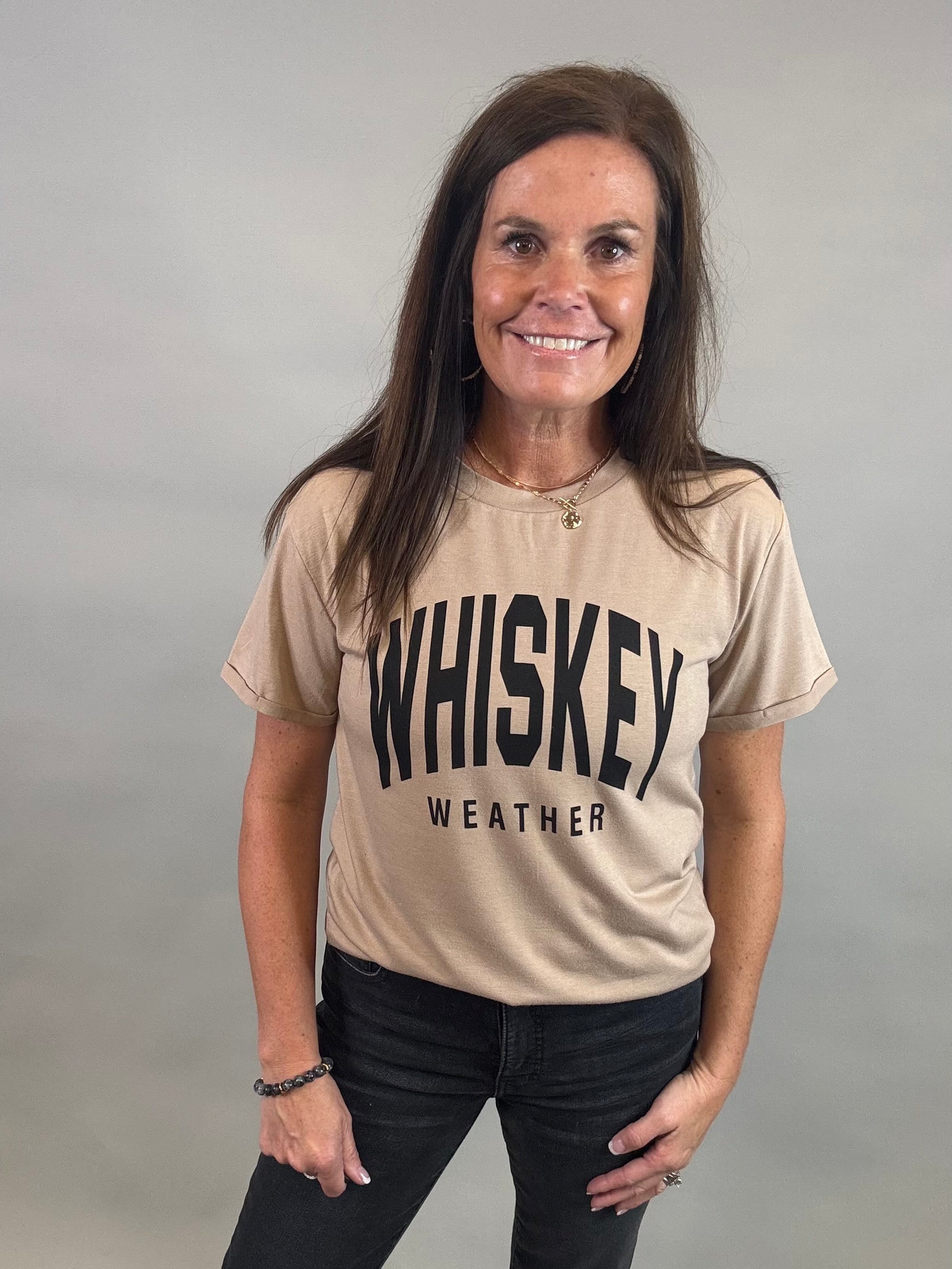 Lt. Brown Whiskey Weather Tee Tops- Tees PANACHE