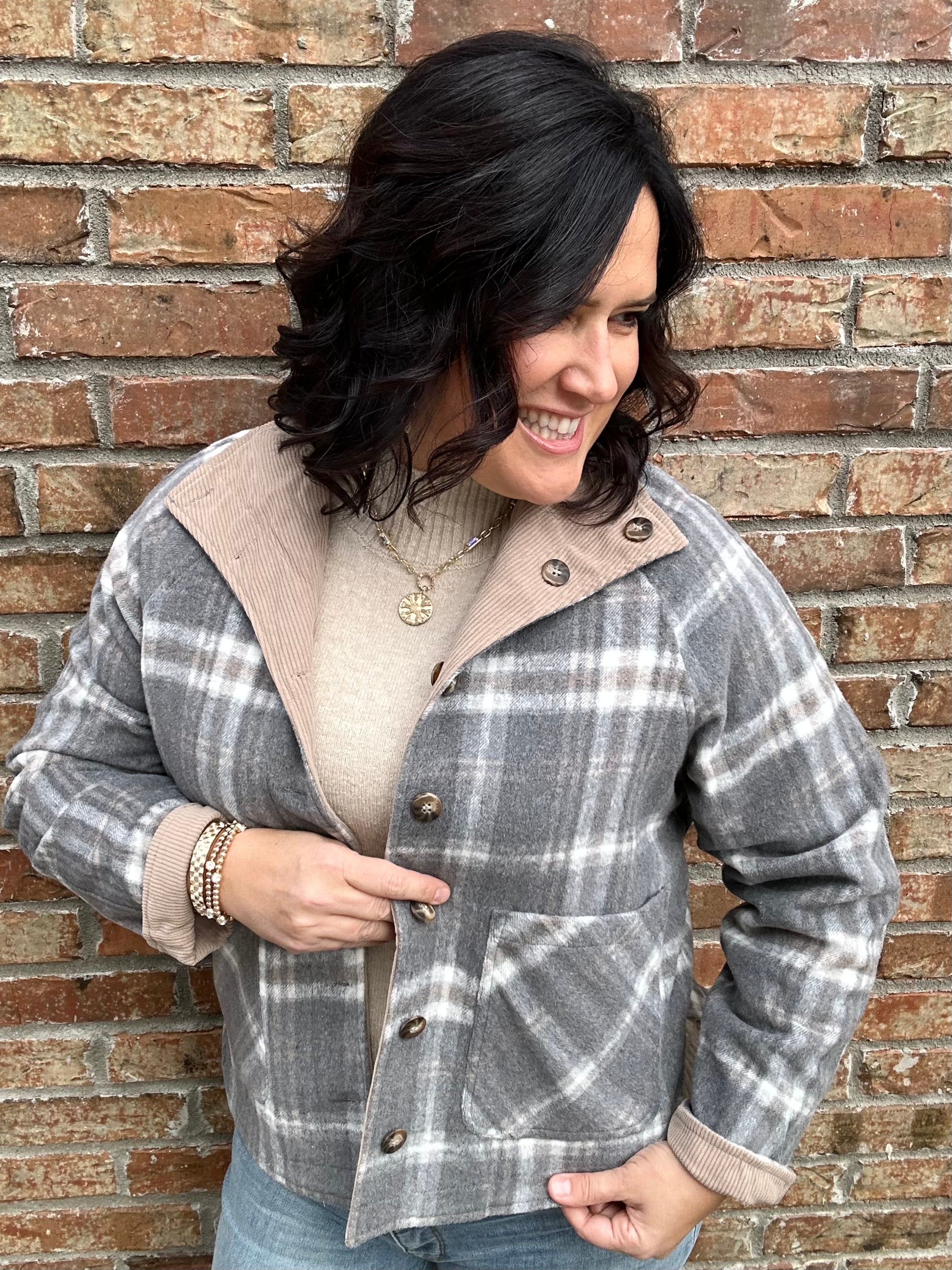 Grey Brown Jacqueline Jacket Outerwear- Jackets THREAD & SUPPLY