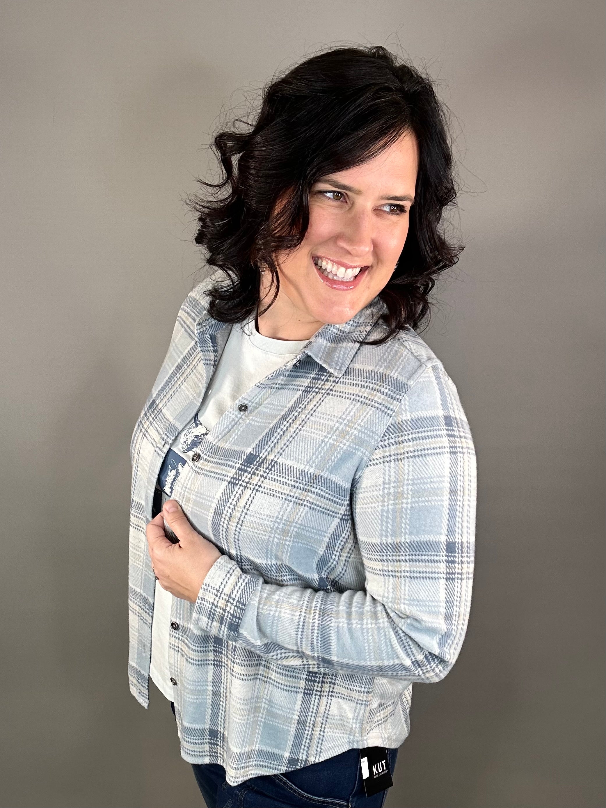 Blue/Tan Beatrice Flannel Tops - Button Ups FLAG AND ANTHEM