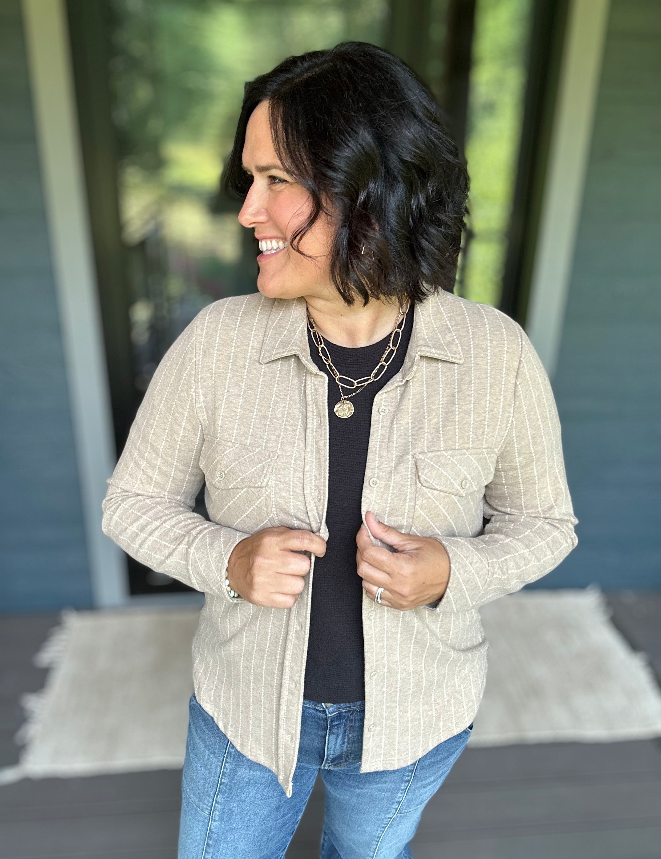 Camel Ivory Stripe Cassian Shirt Tops - Button Ups THREAD & SUPPLY