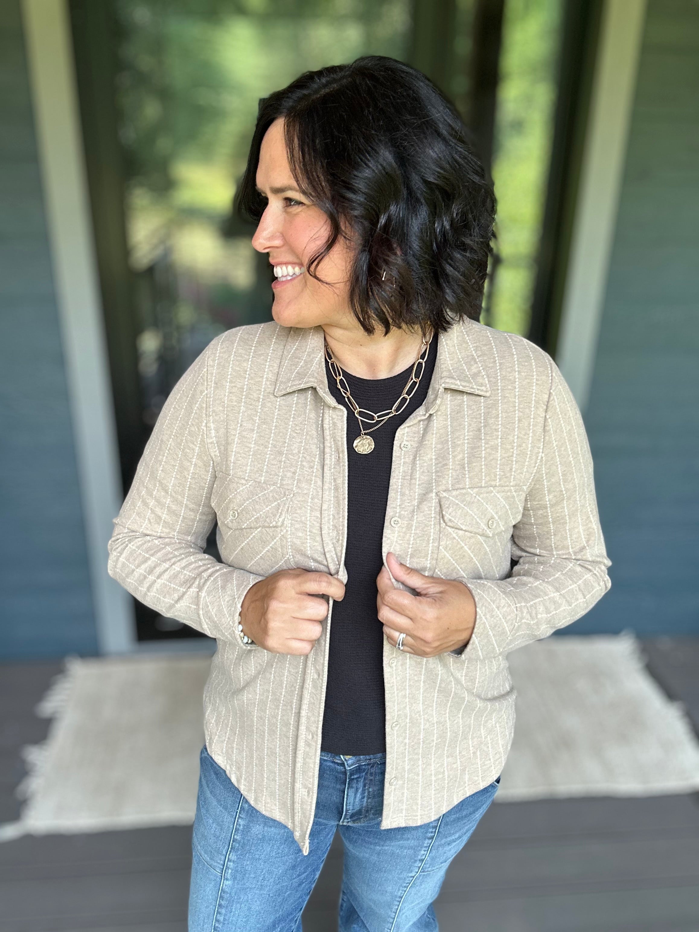 Camel Ivory Stripe Cassian Shirt Tops - Button Ups THREAD & SUPPLY