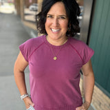 Burgundy Wash Hana Dolman Lounge Tee Top - Tee FLAG AND ANTHEM