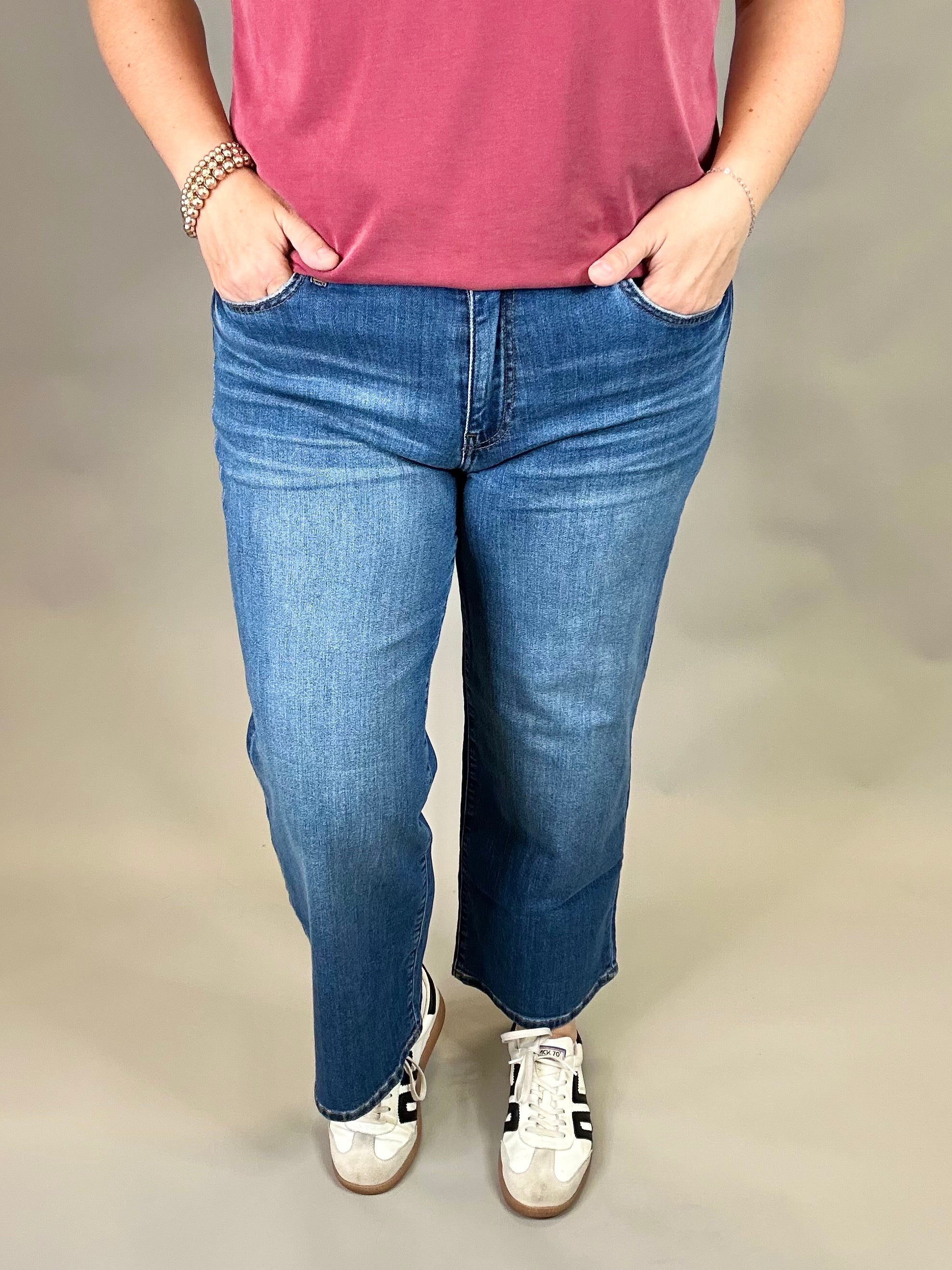 Charlotte Healthy Dark Base Wide Leg Jeans Bottom- Pants KUT FROM THE KLOTH