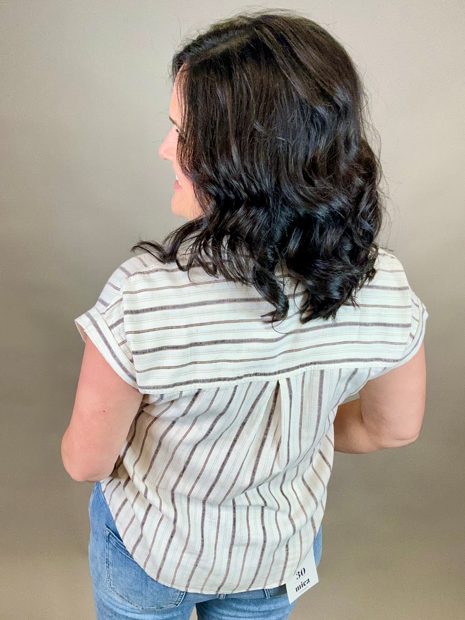 Ivory Navy Darana Shirt Tops - Button Ups THREAD & SUPPLY