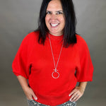 Tomato Red Dolman Sweater Top - Sweater JODIFL