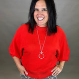 Tomato Red Dolman Sweater Top - Sweater JODIFL