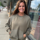 Army Green Mixed Waffle Knit Top Top - Sweatshirt TRES BIEN