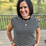 Black Stripe Ribbed Sleeveless Top