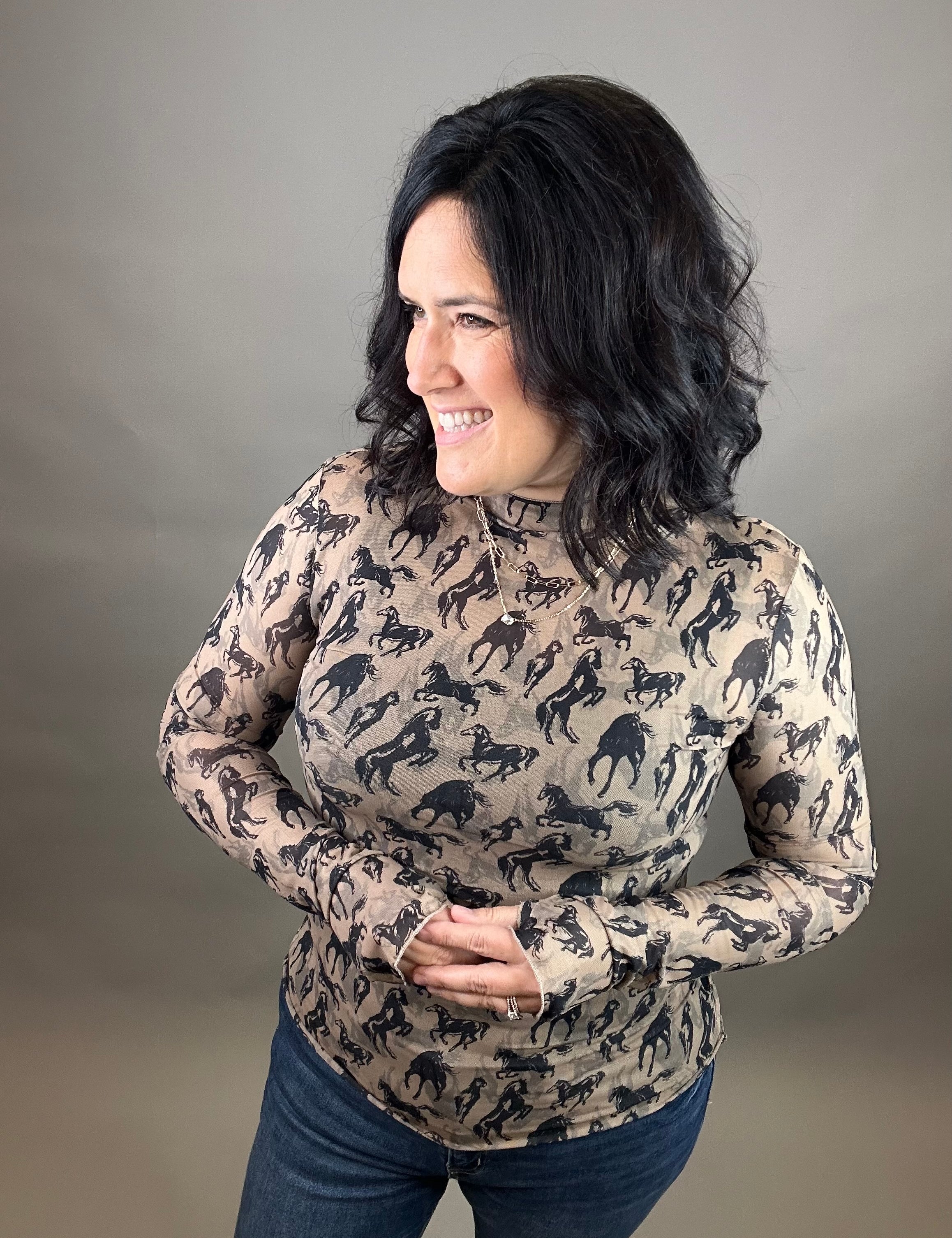 Western Mesh Top Tops- Blouses EE:SOME