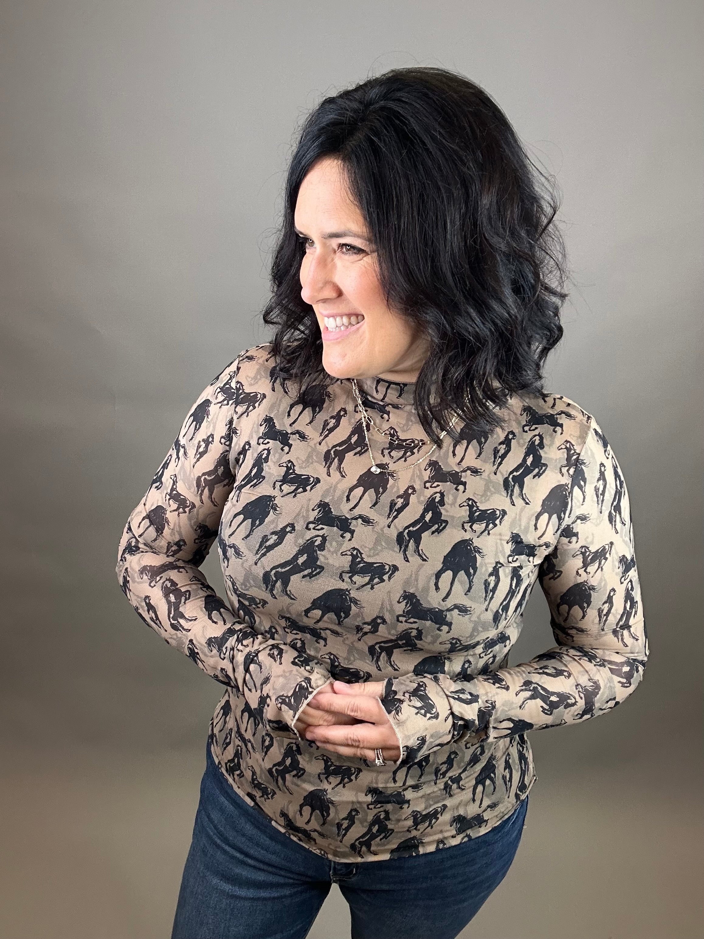 Western Mesh Top Tops- Blouses EE:SOME