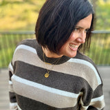 Brown Tan Stripe Knit Sweater
