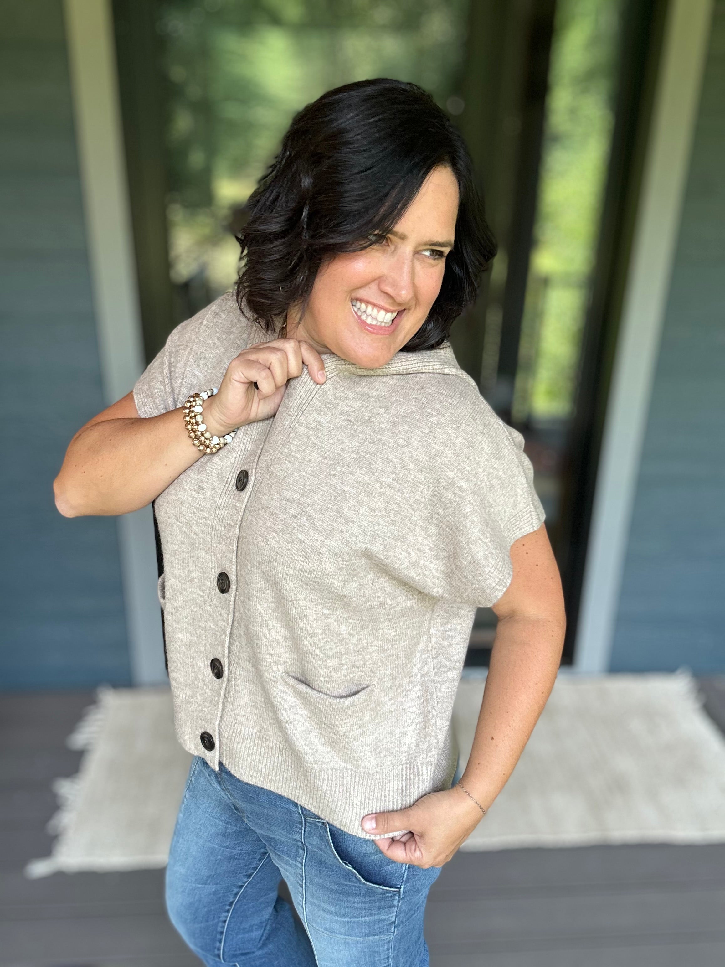 Oatmeal Hoodie Cardigan Sweater Tops- Cardigans STACCATO