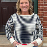 Navy/White Boat Neck Sweater