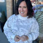 Camo Mock Neck Sweatshirt Top - Sweatshirt BUCKETLIST