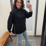 Black Penela Pullover with Side Slits