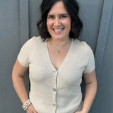 Oatmeal Waffle V Neck Cardigan Tops- Cardigans STACCATO