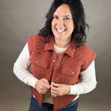 Rust Quilted Snap Vest Outerwear - Vest DOE & RAE