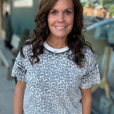 Leopard Short Sleeve Sweater Top - Sweater FATE by LFD
