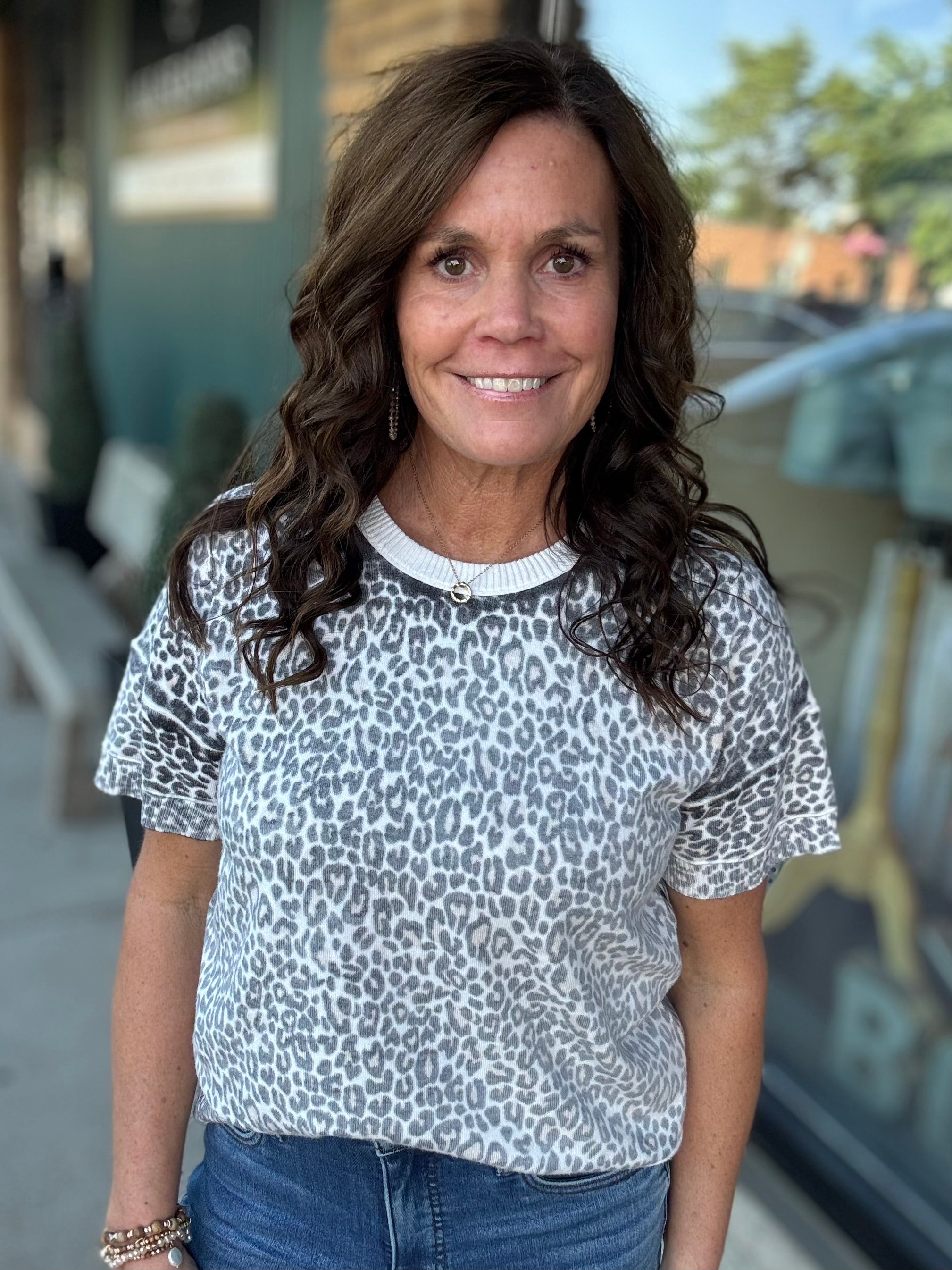 Leopard Short Sleeve Sweater Top - Sweater FATE by LFD