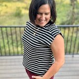 Black Stripe Ribbed Sleeveless Top