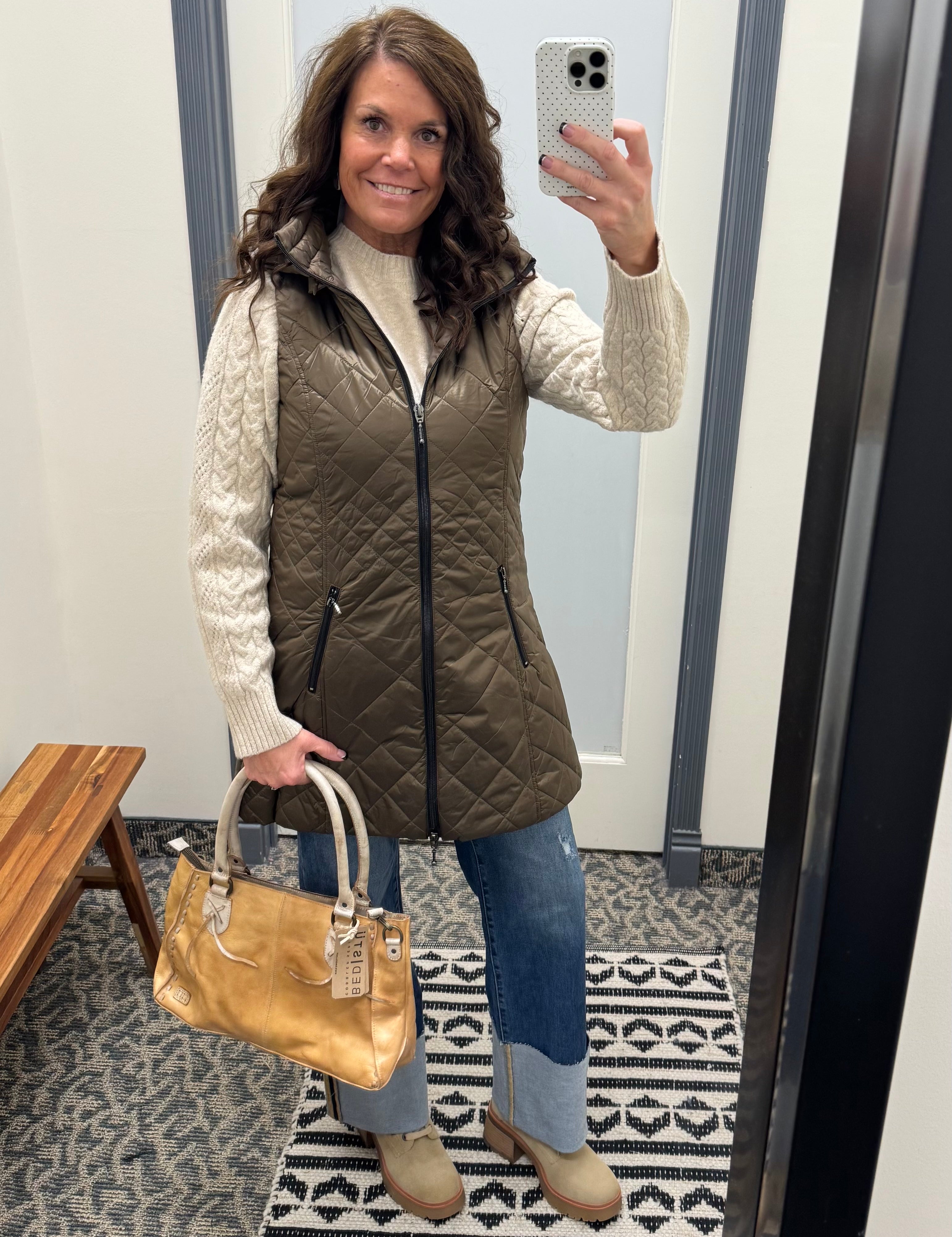 Hazelnut Long Quilted Vest Outerwear - Vest Anorak