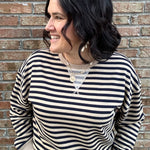 Brown/Navy Striped Pullover Top- Sweatshirt MIOU MUSE