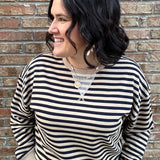 Brown/Navy Striped Pullover Top- Sweatshirt MIOU MUSE