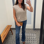 Mocha Cable Knit Vest Top Top - Sweater DOE & RAE