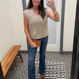 Mocha Cable Knit Vest Top Top - Sweater DOE & RAE