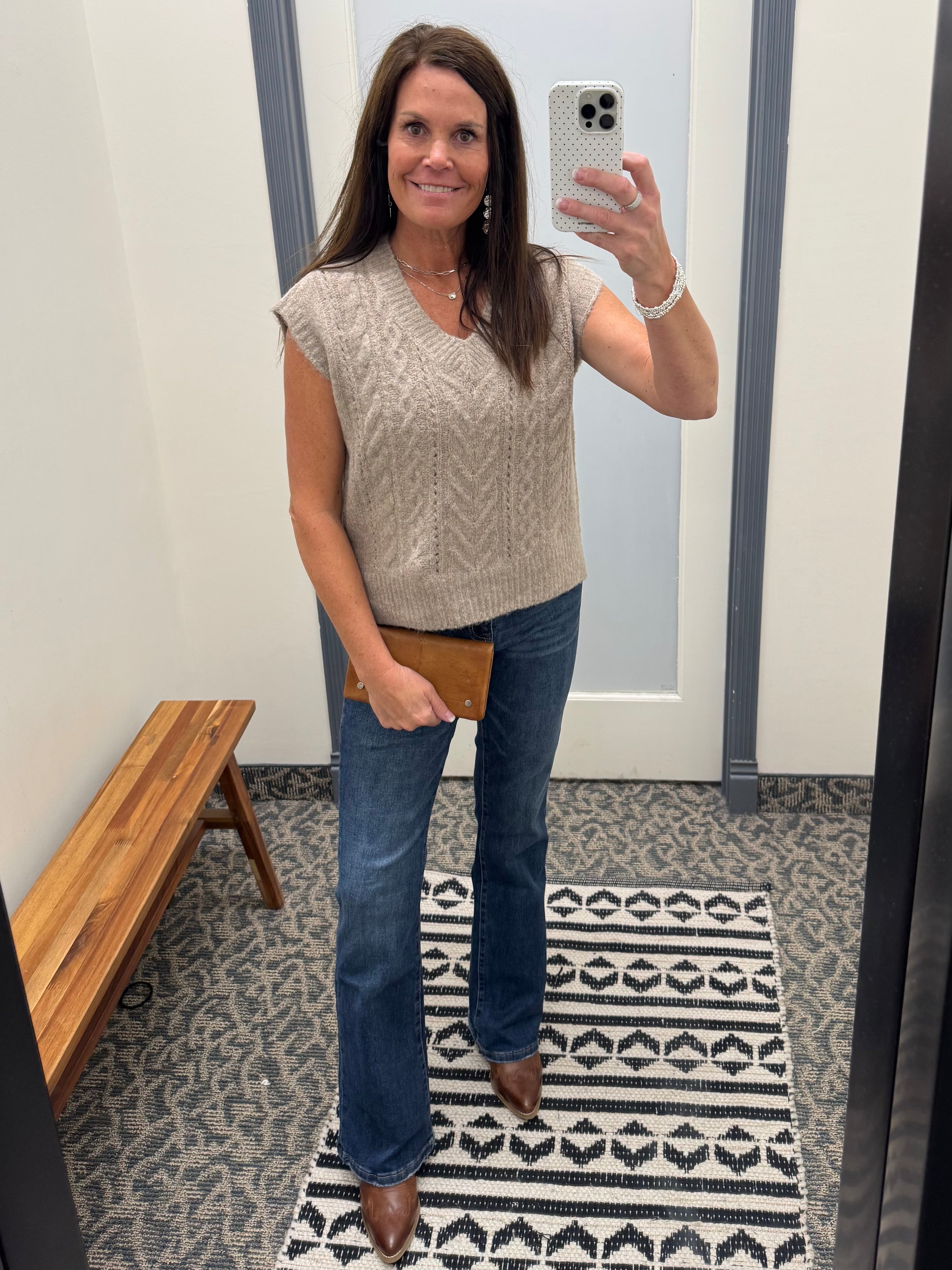 Mocha Cable Knit Vest Top Top - Sweater DOE & RAE