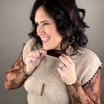 Taupe Mock Neck Side Tie Vest Top - Sweater SUNDAY EDITION