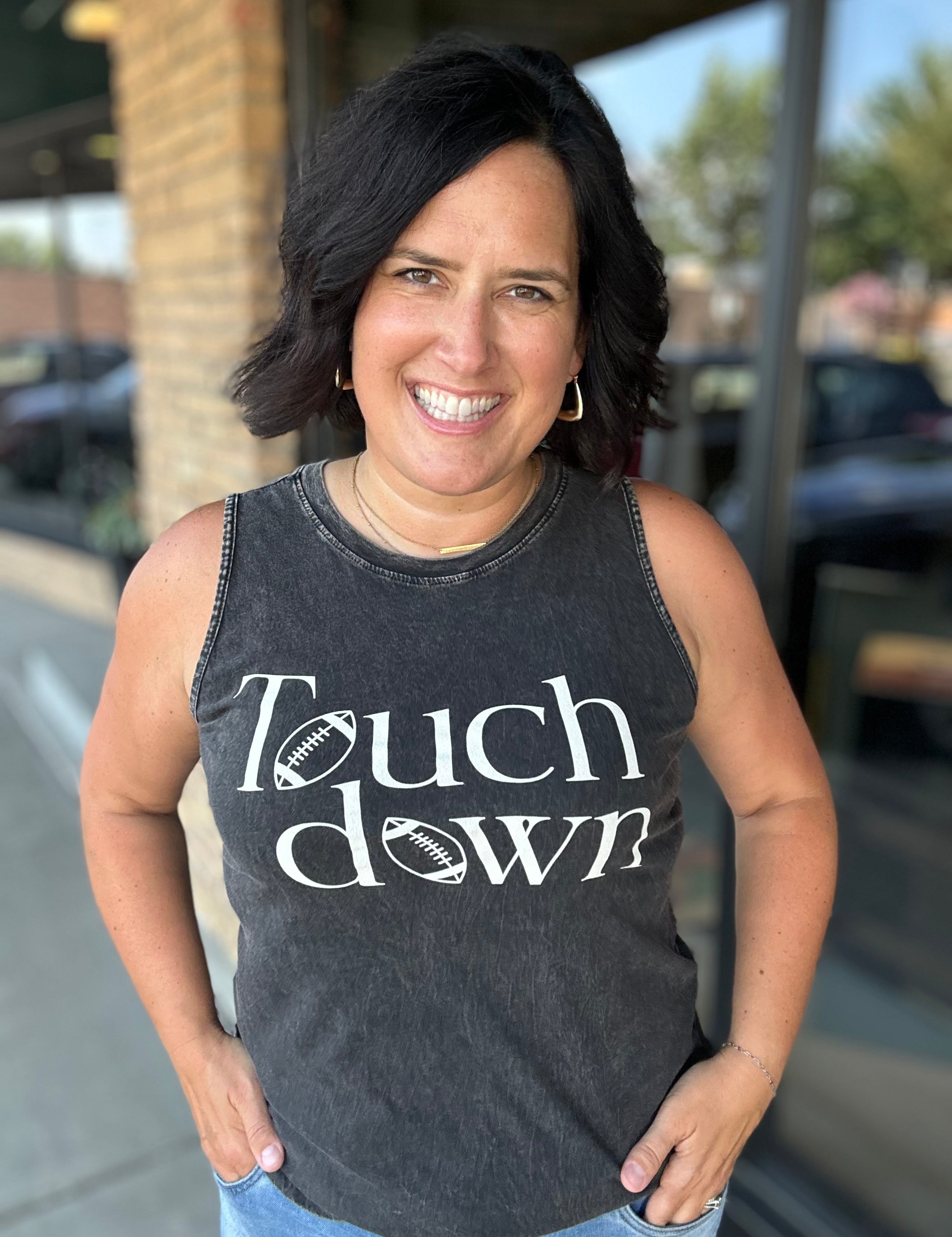 Mineral Black Touchdown Tank Top Tops- Tanks HRT and LUV